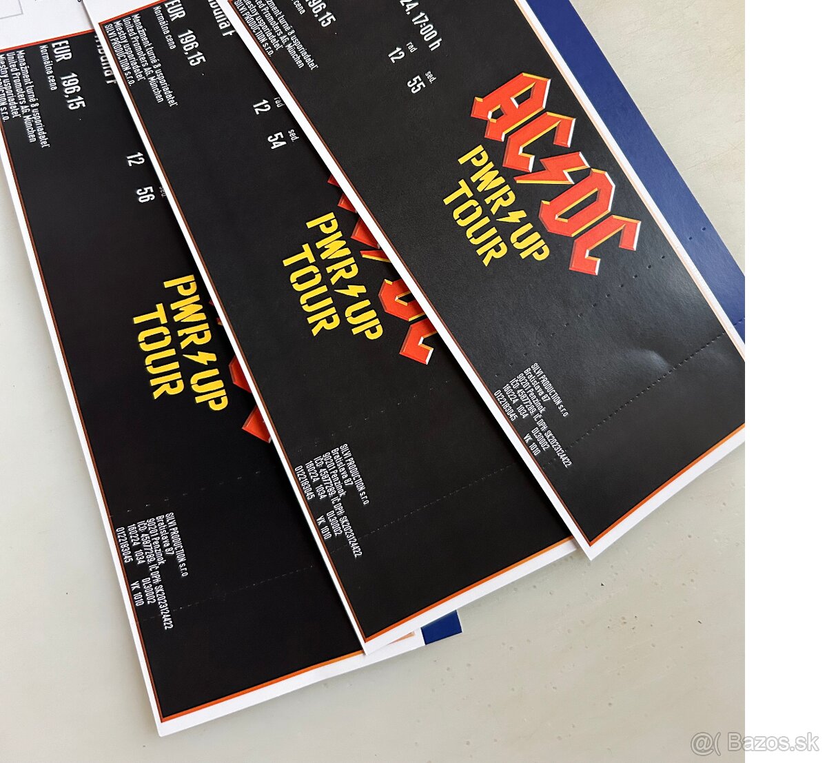 Predám 3 vstupenky AC/DC-PWR UP TOUR BA, F-SEDENIE  - ZĽAVA