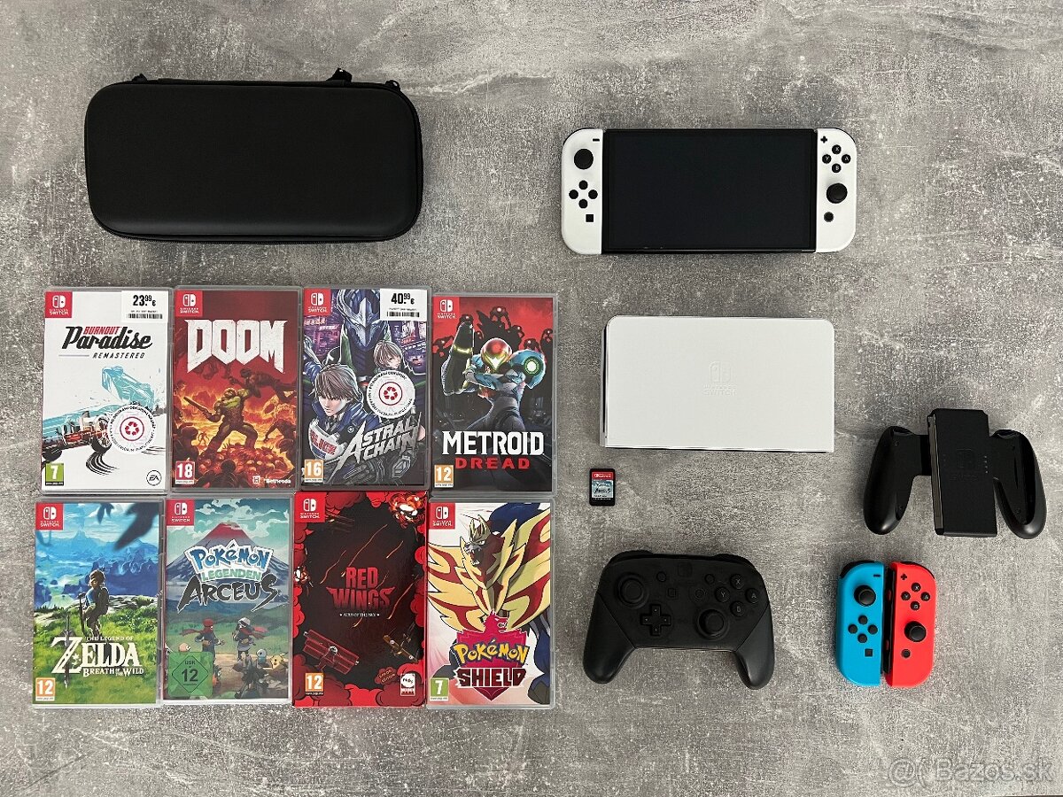 PREDAM/VYMENIM NINTENDO SWITCH OLED + HRY + PRO CONTROLLER