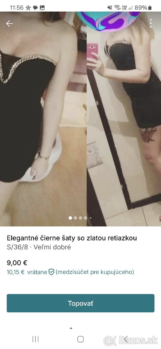 Čierne elegantné šaty so zlatou retiazkou