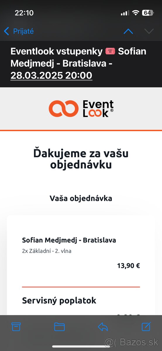 2x vstupenka na Sofian Medjmedj v Bratislave