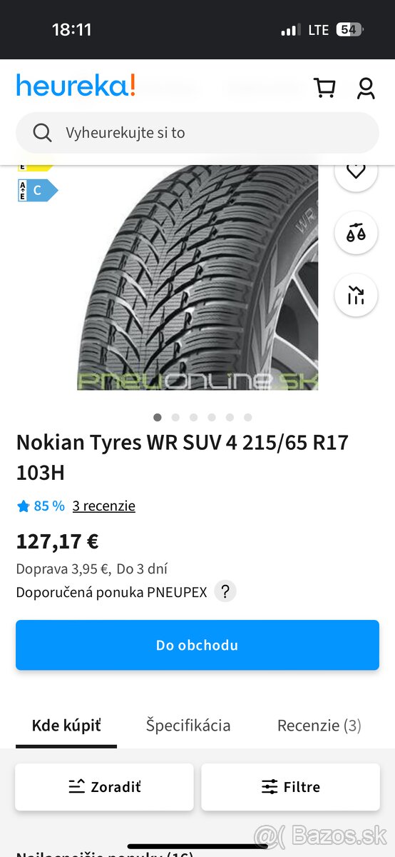 215/65 R17 zimné pneumatiky - nové