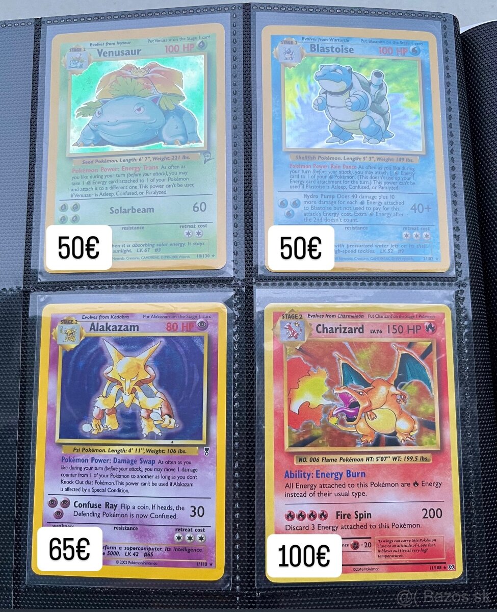 Pokemon vzacne karty Venusaur,Blastoise,Alakazam,Charizard