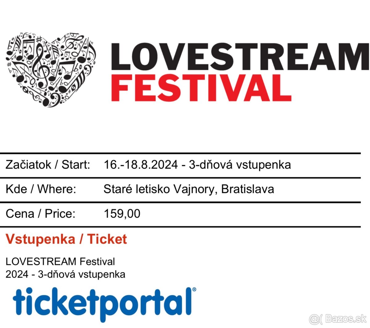 LOVESTREAM FESTIVAL 2024 1x 3 dňový lístok 99€