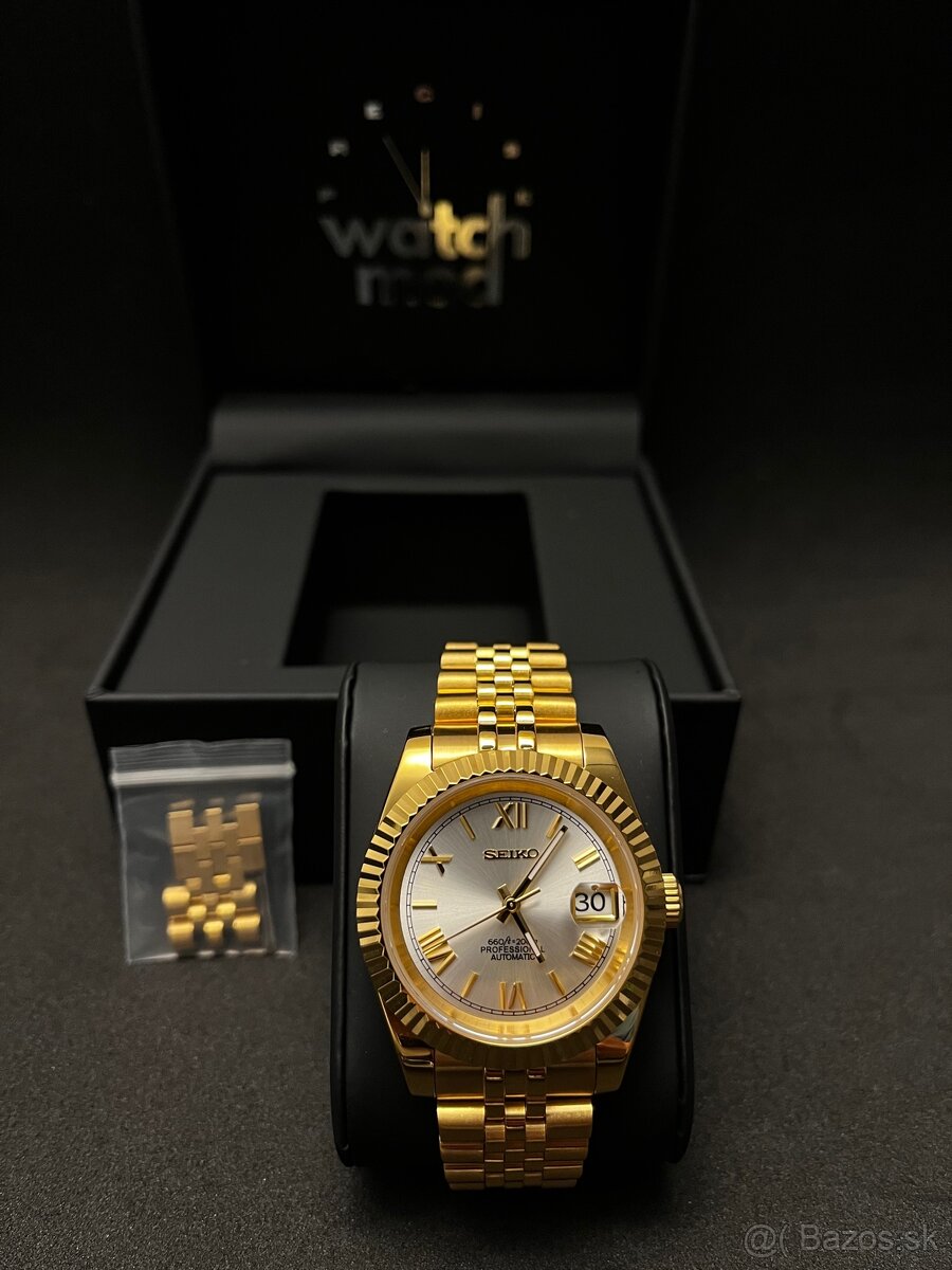 Seiko mod Datejust Gold Roman White