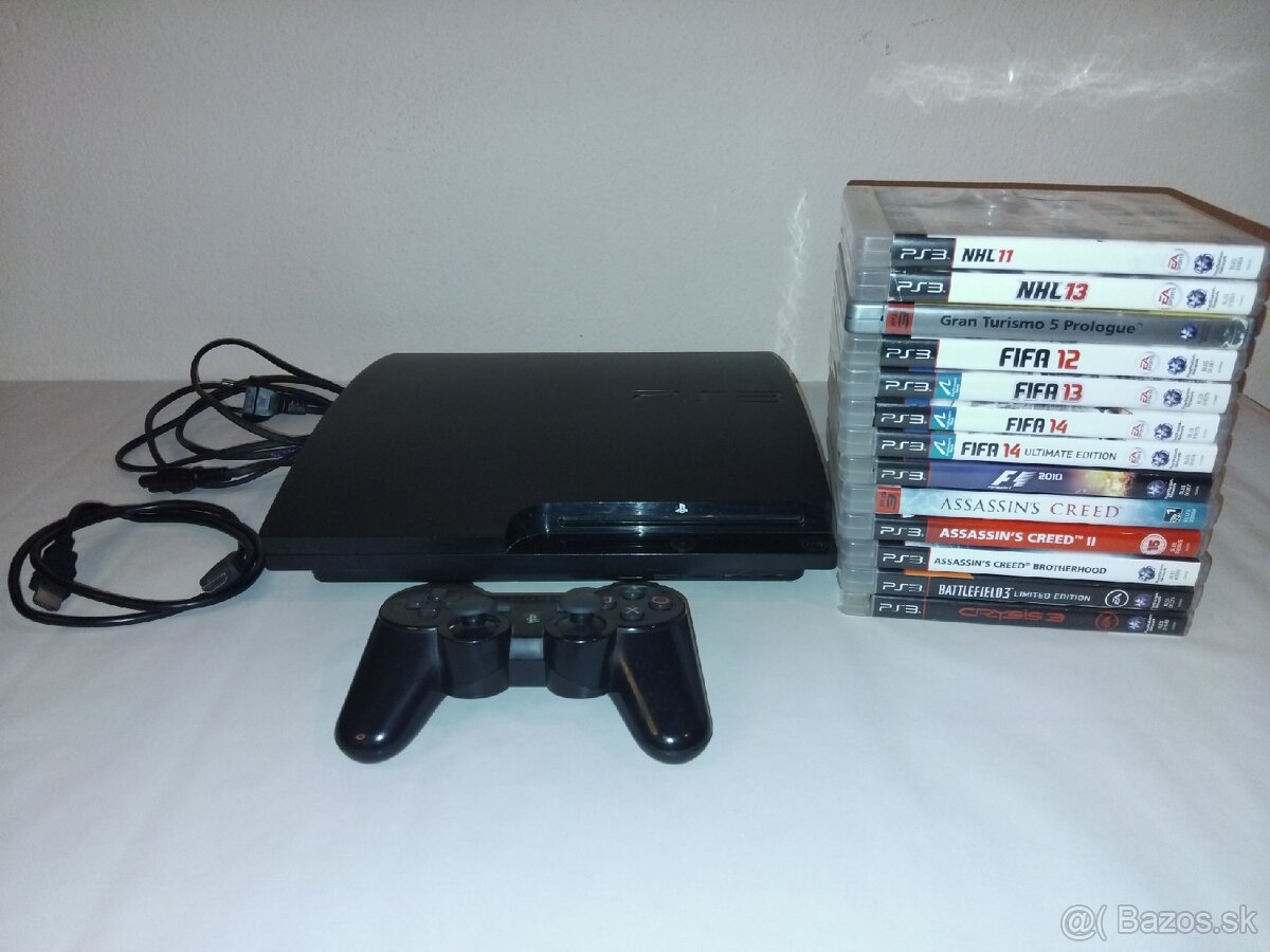 PS3 Slim 150GB + Ovládač + 5 hier - 75 €