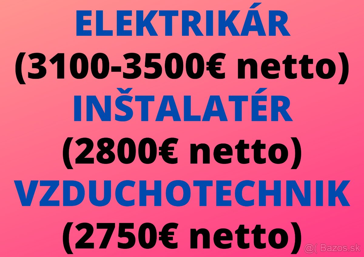 ELEKTRIKÁR - INŠTALATÉR - VZDUCHOTECHNIK