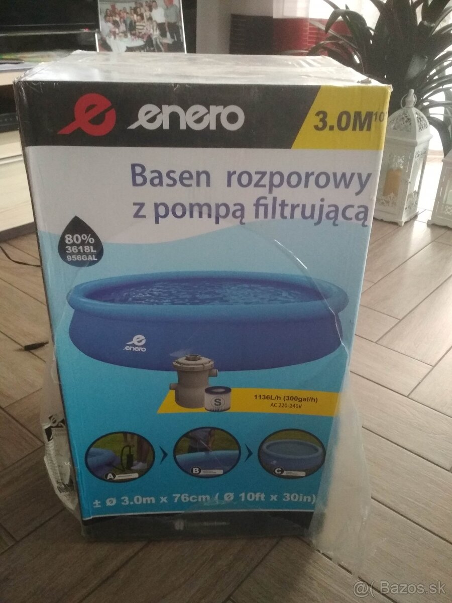 Bazén priemer 3m s filtráciou -nový