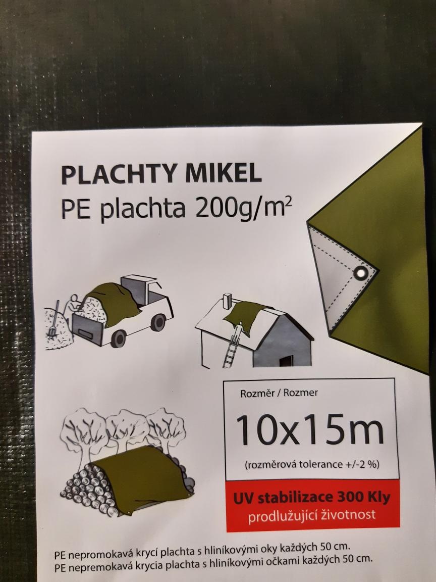 Krycí plachta s oky PE 200g/1m² -