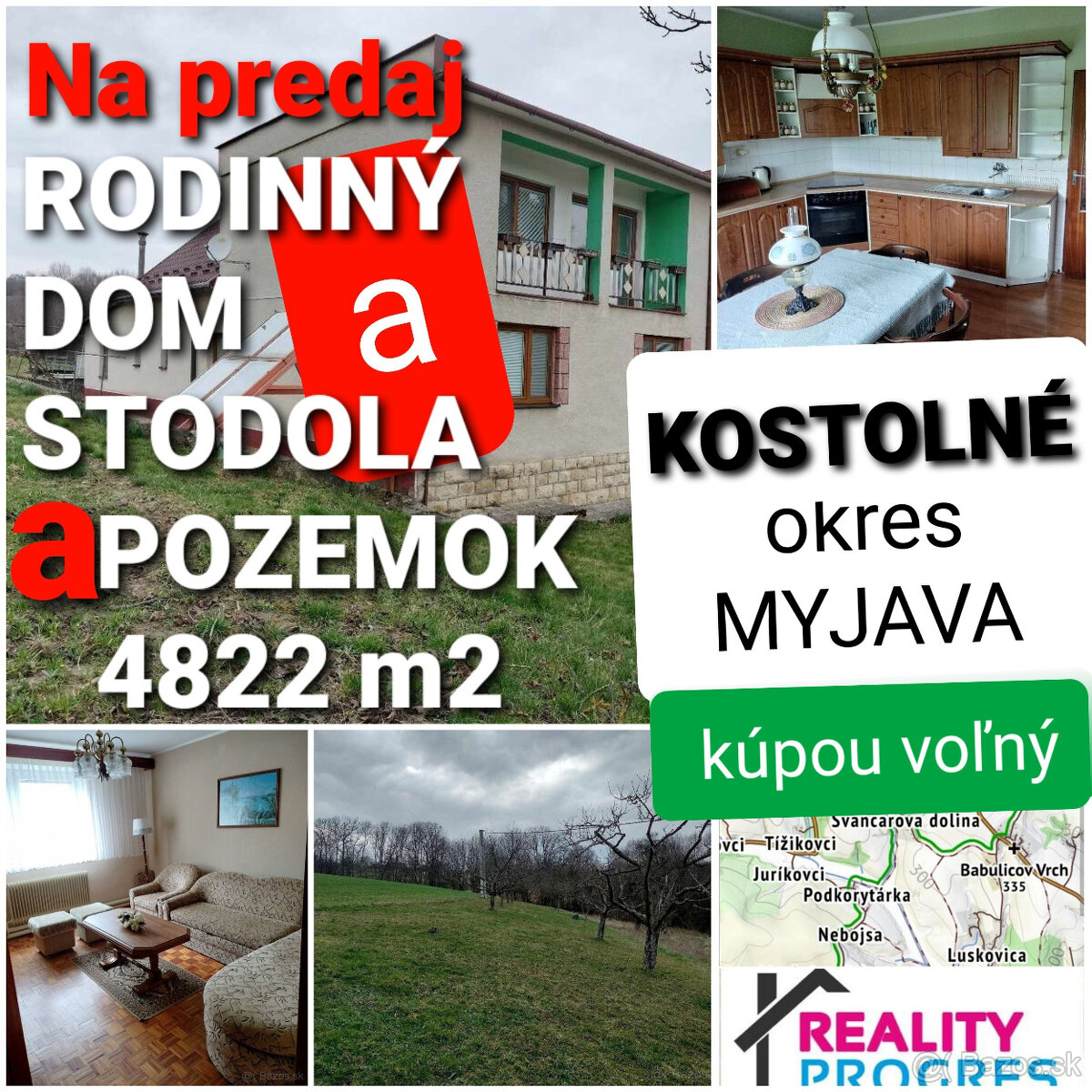 NA POLOSAMOTE DOM,STODOLA aPOZEMOK 4822m2 KOSTOLNÉ -KOPANICE