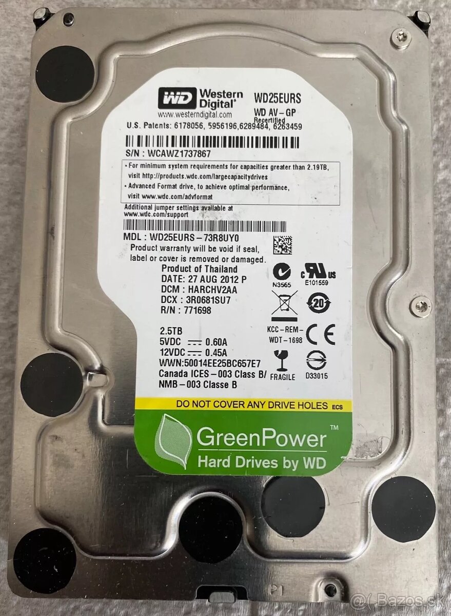 WD Caviar Green 2.5TB 3,5" HDD