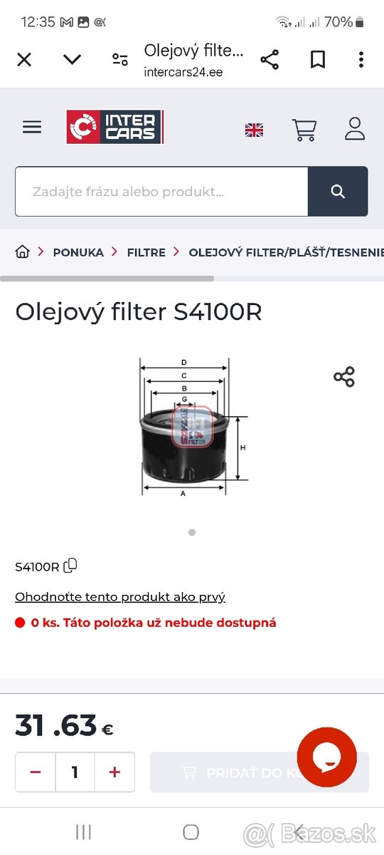 Predám Olejový Filter SOFIMA S4100R