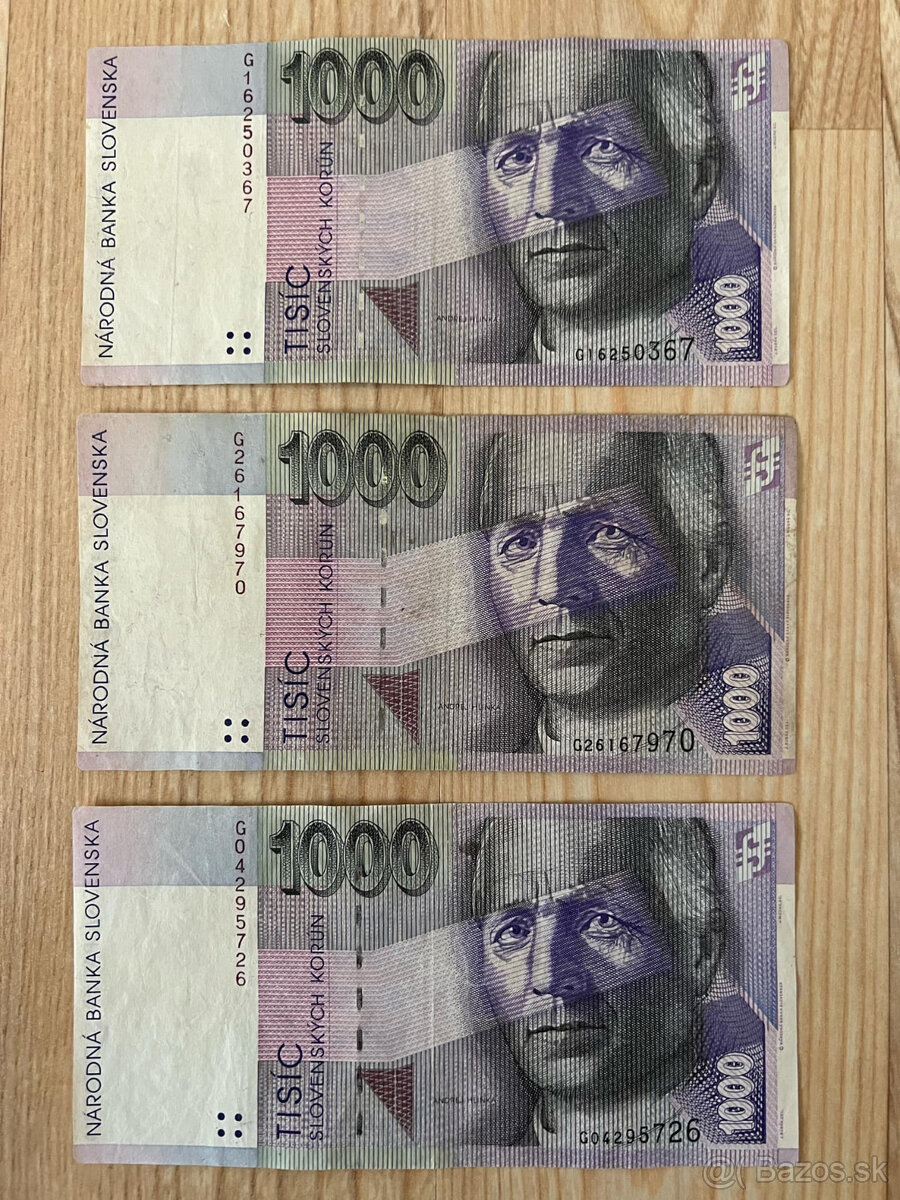 Slovenské bankovky 1000 SK rok 1993 séria G