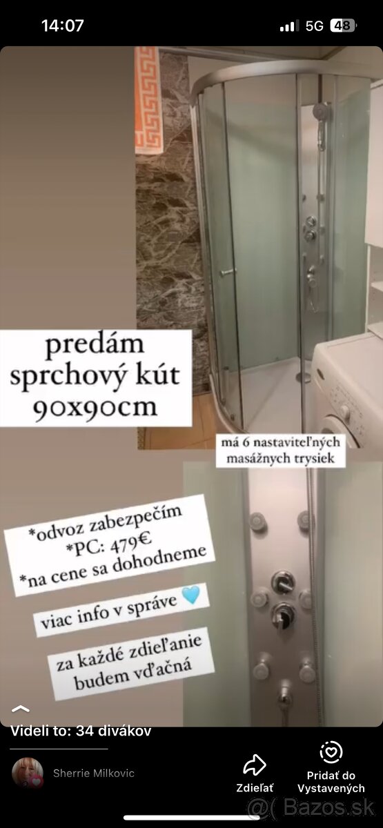 Predám sprchový kút