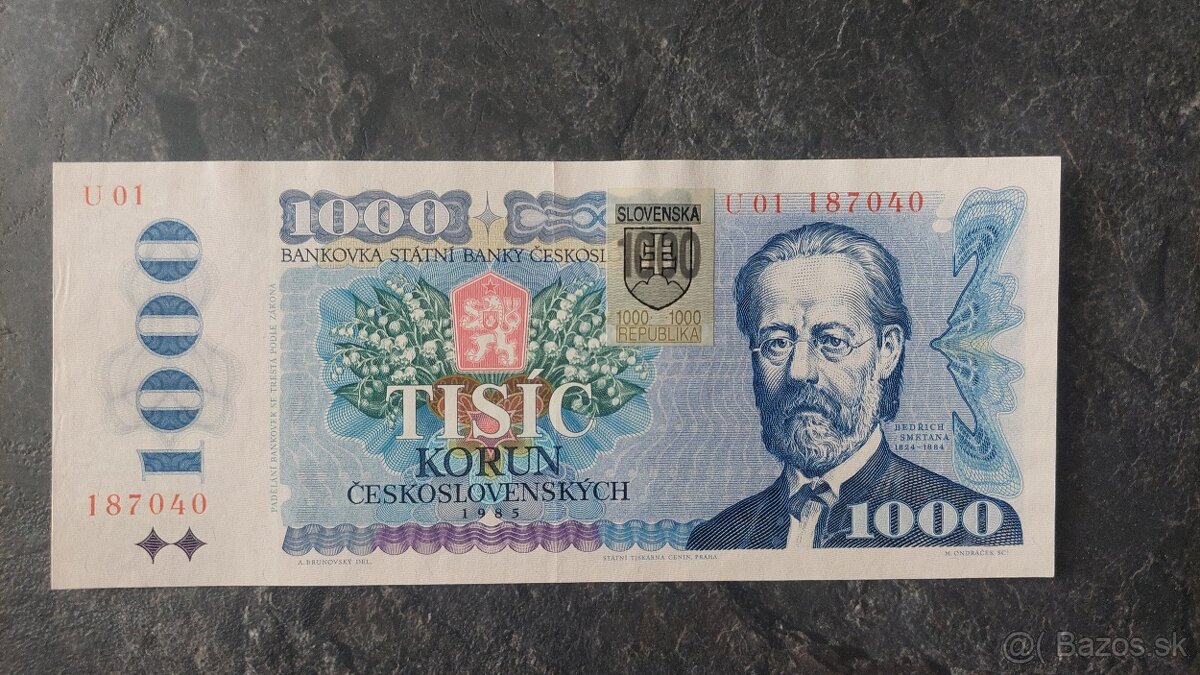 1000 Kčs 1985 + SK kolok