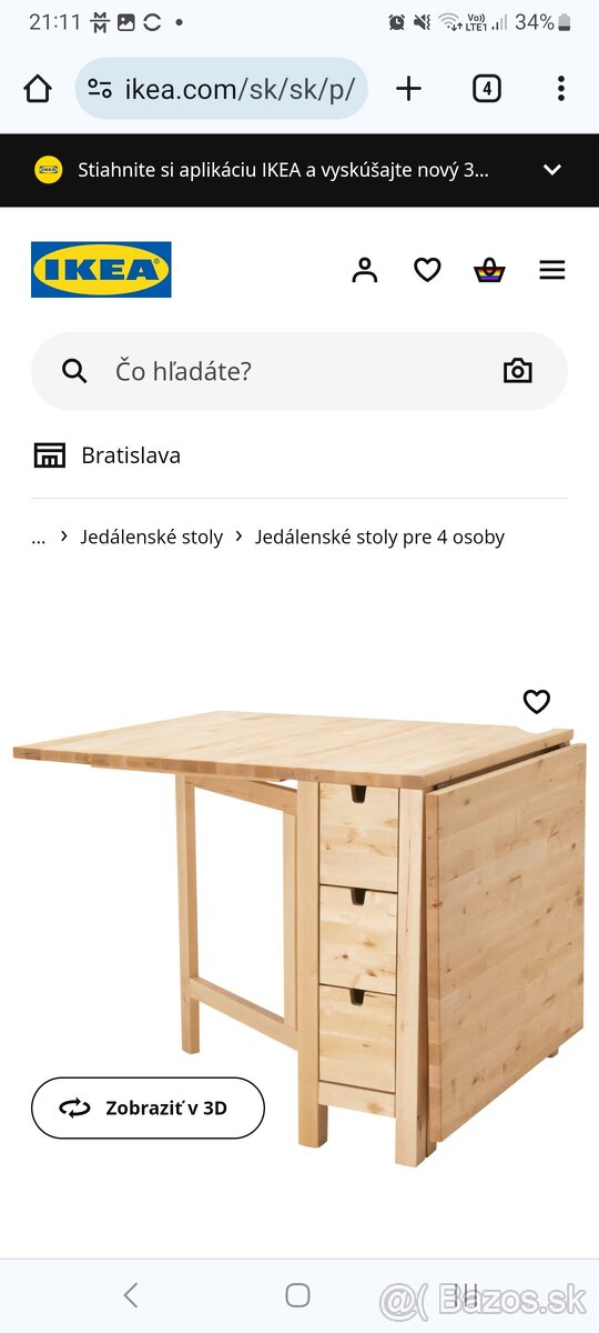 Kuchynsky stol z ikea