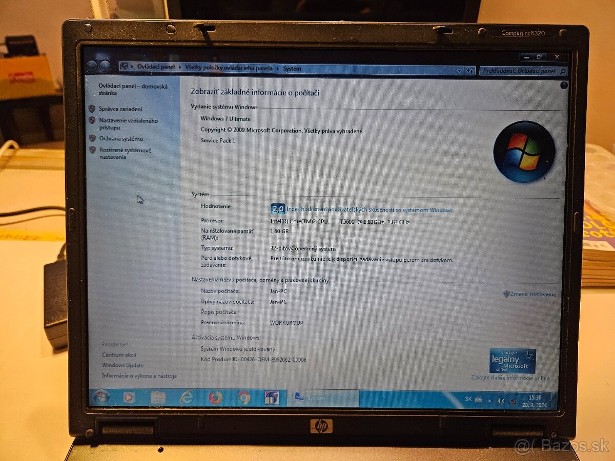 Notebook HP Compaq NC6320 1.5GB