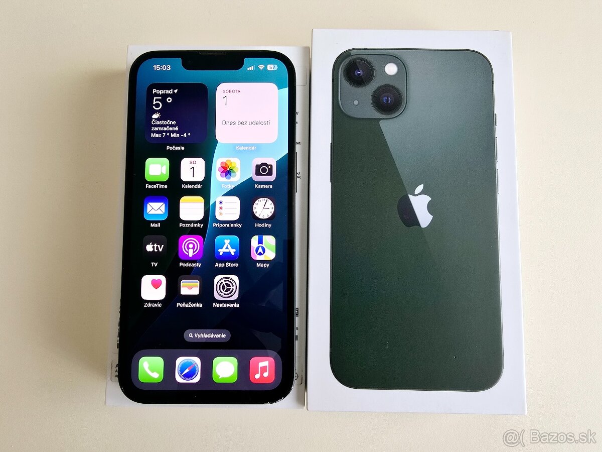 Apple iPhone 13 128GB Green ,ZDRAVIE BATÉRIE 100%