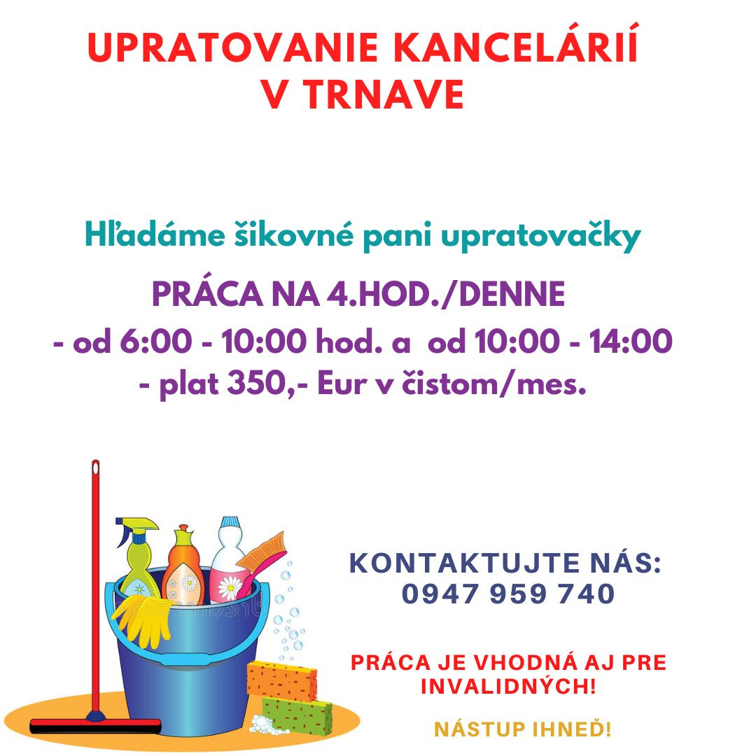 Upratovanie kancelárií v Trnave