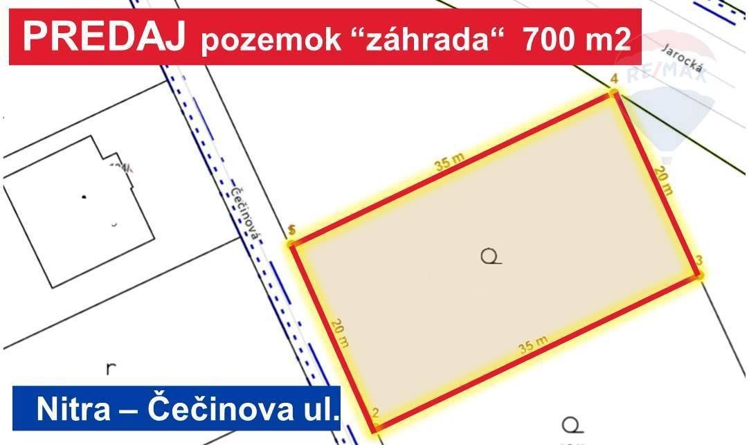 Predaj pozemku 700 m2 na výstavbu domu,  Čečinova ulica - Ni