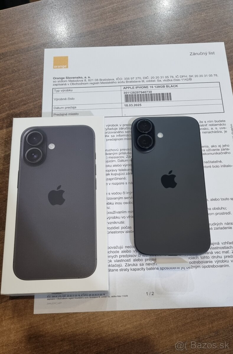 Apple Iphone 16 128GB nepoužitý, záruka 2r