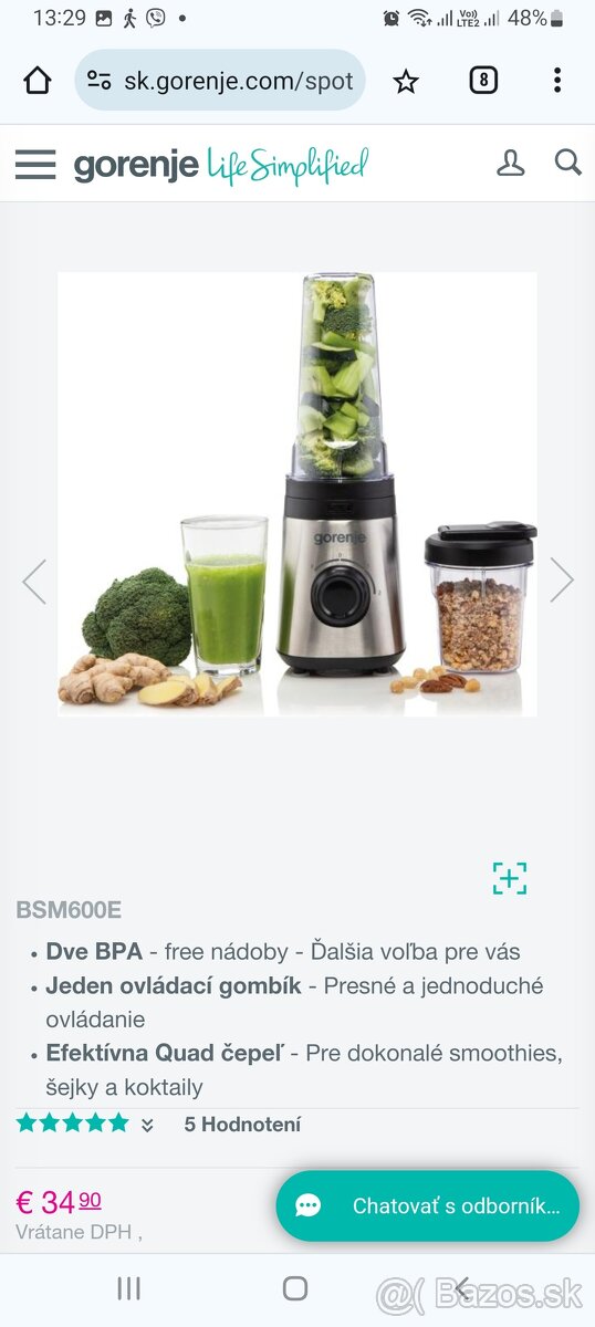 Na predaj nový mixér (smoothie) GORENJE