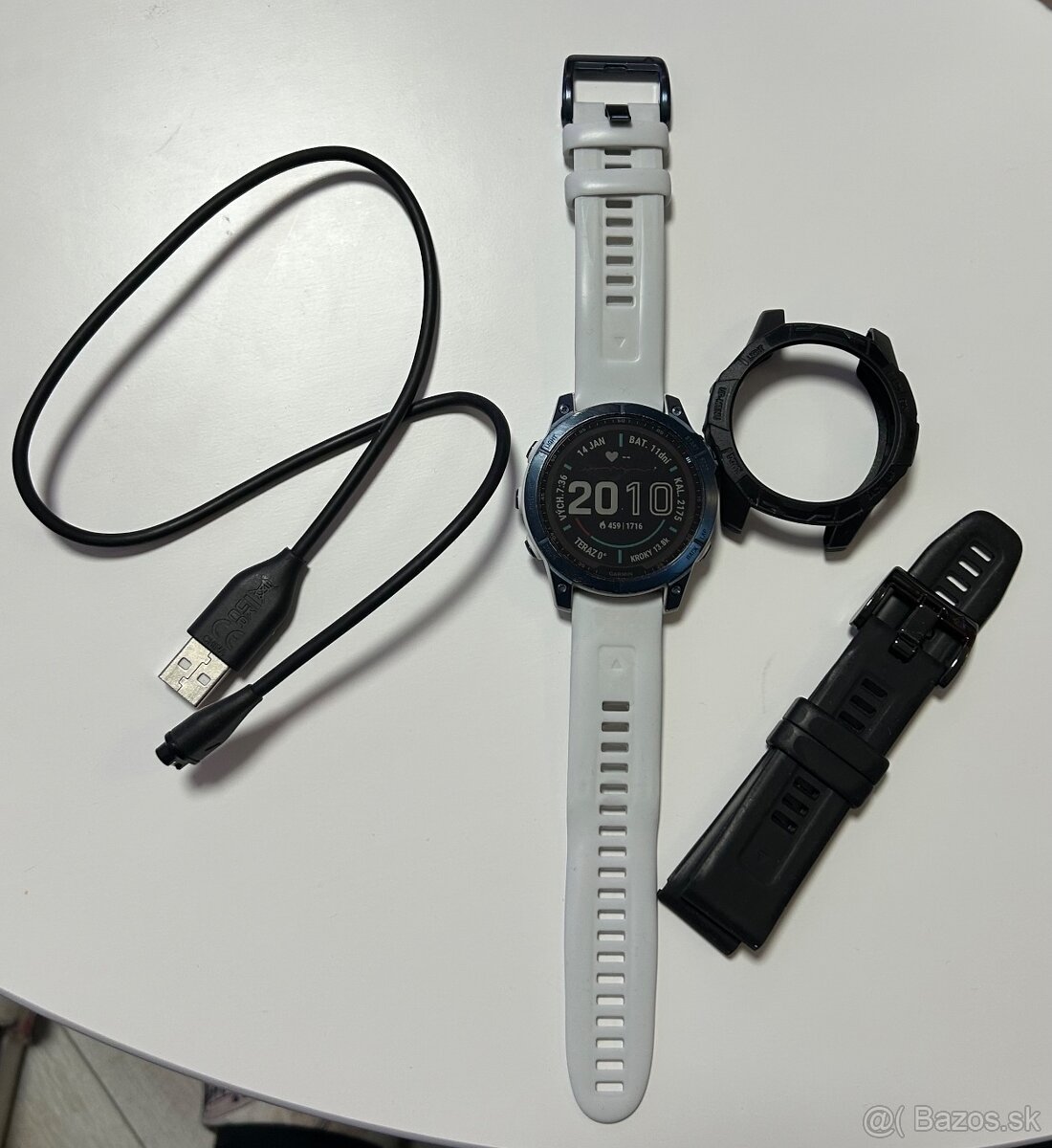 Garmin fenix 7 Sapphire Solar - Titan Blue/White Silicon