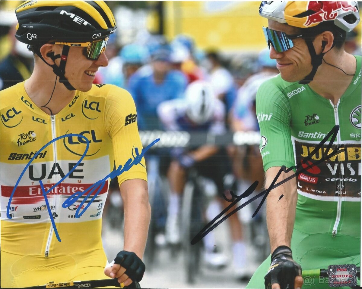 Tadej Pogačar & Wout van Aert - foto s podpisem + COA