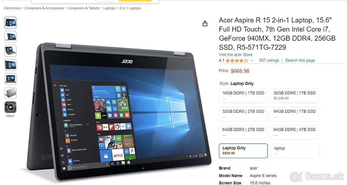 Predám notebook Acer Aspire R 15