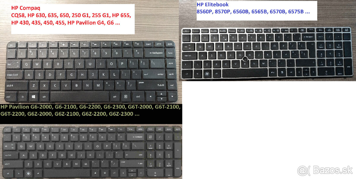 Klavesnice HP: CQ58 630 635 250/8560P 6560/G6-2000/MSI GS65