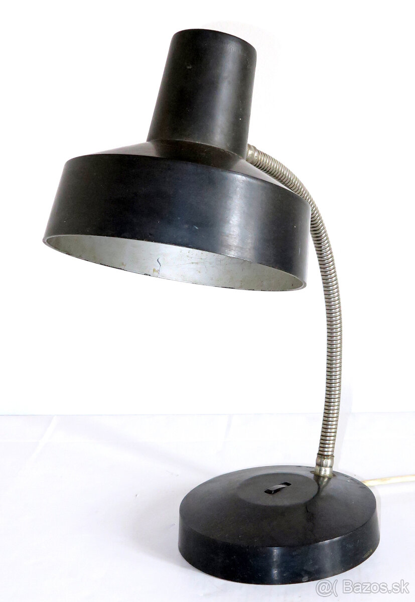 Bakelitová stolová lampa s husím krkom, 50. roky ČSR ČSSR