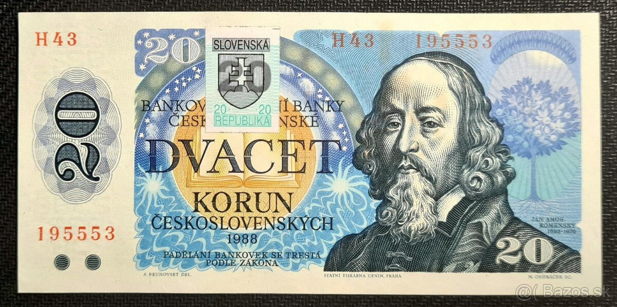 20 Kčs 1988 + kolok SK