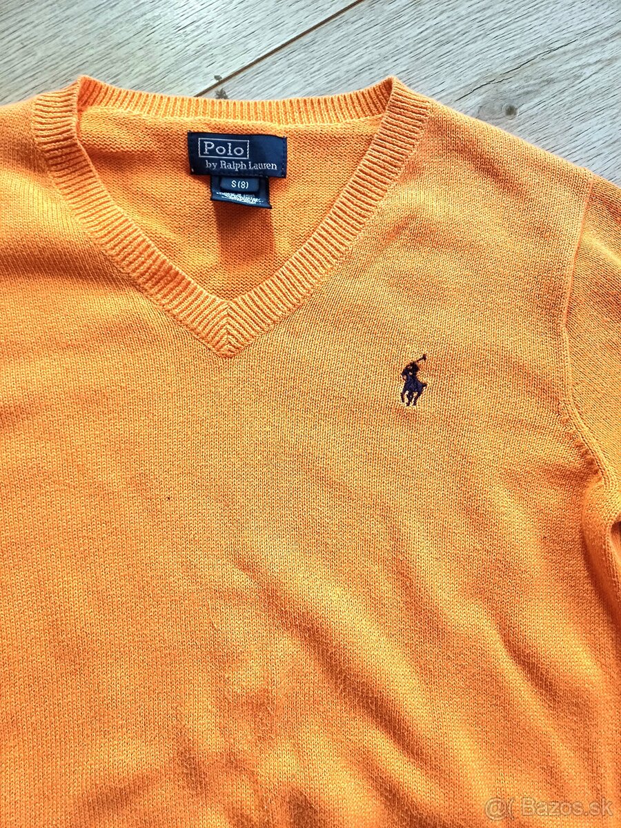 RALPH LAUREN POLO 100% bavlna oranžový detský sveter  12