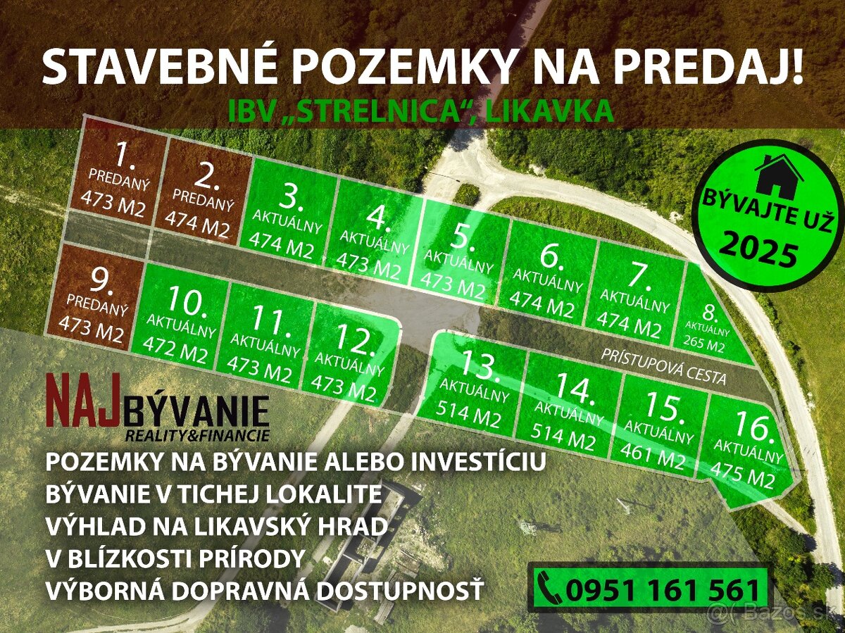 PREDAJ: STAVEBNÉ POZEMKY, LIKAVKA