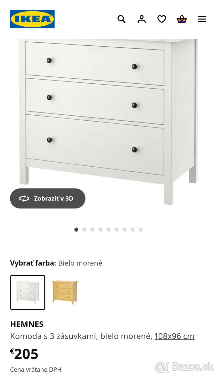 IKEA Hemnes komodu 3 zásuvkova s ochranným sklom