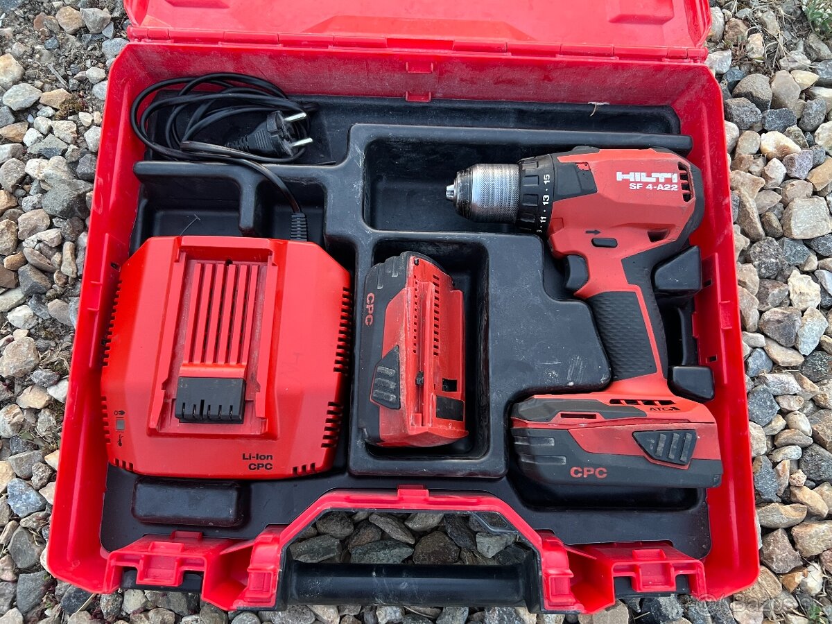 Hilti SF 4-A22 aku skrutkovač, 2x batéria, nabíjačka, kufor