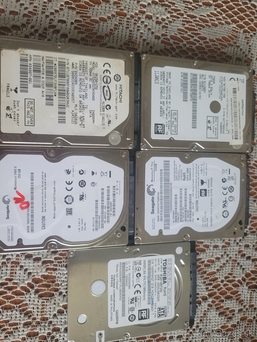 5x HDD sata 2.5pre notebook (750,500,500,250,250)GB 25euro