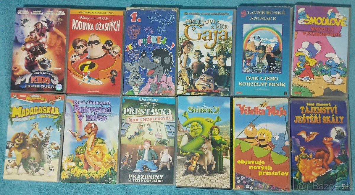 12ks detských originál VHS kaziet - z požičovne