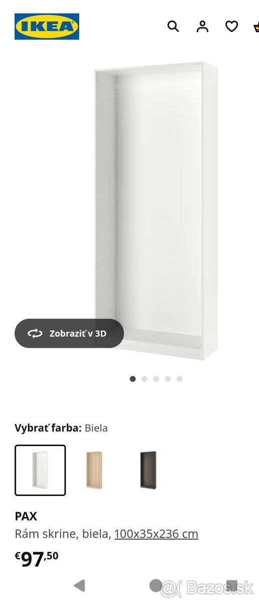 Skriňa IKEA pax 236x100x35 + 6x polica