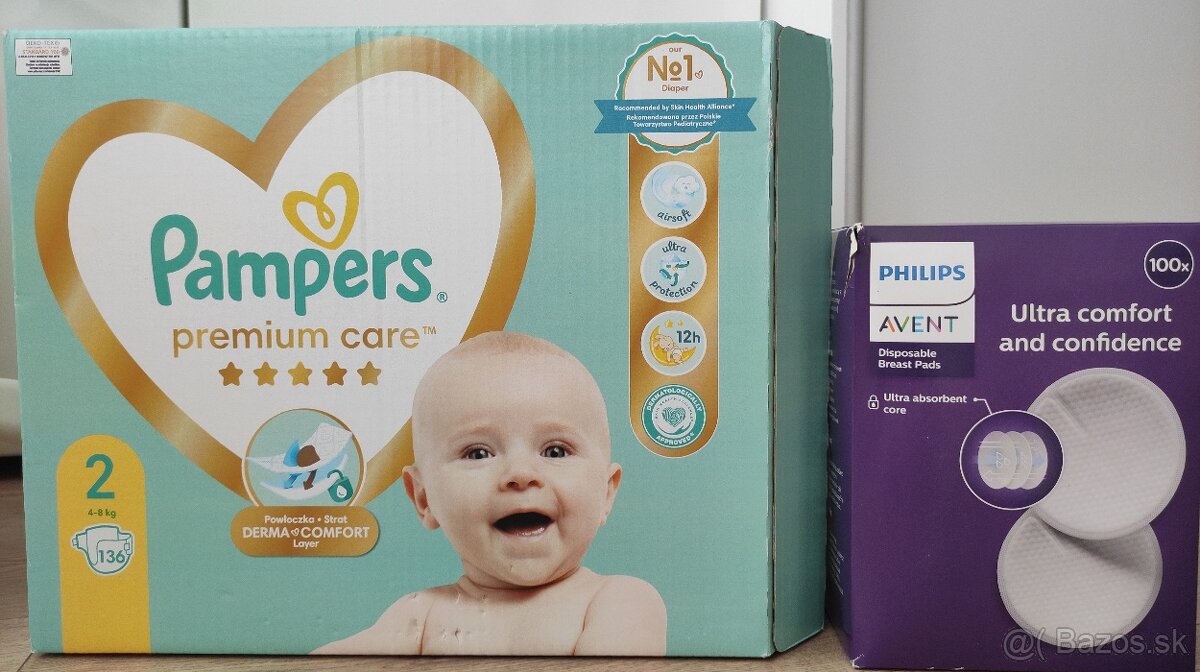 Predám Pampers premium care 2+ prsné vložky AVENT