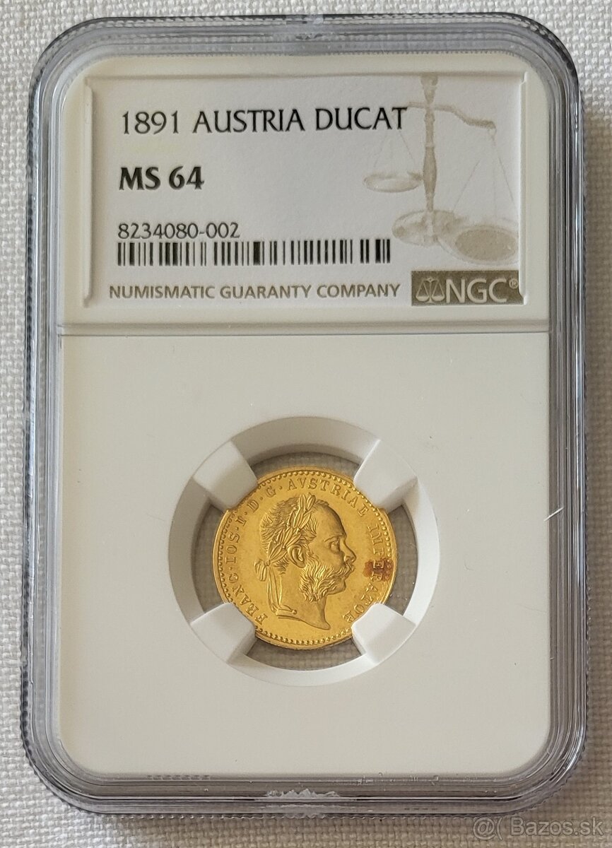 Zlatý dukát Franz Jozef I., 1691, NGC MS64