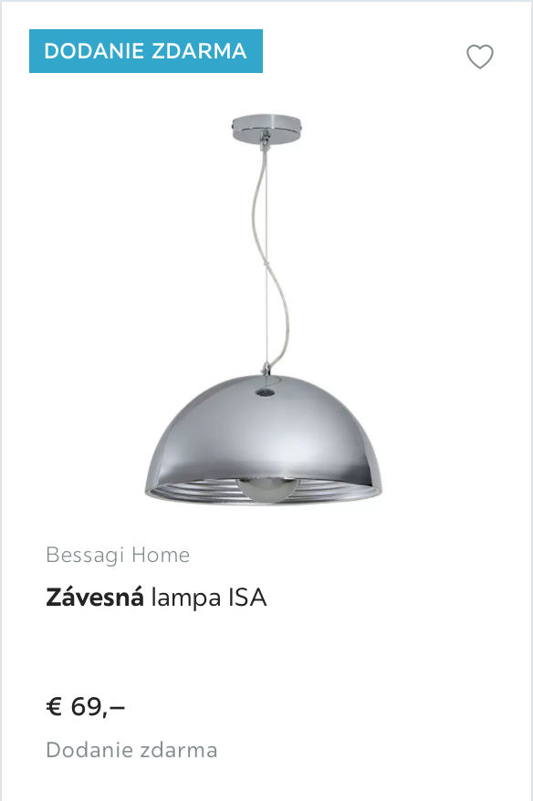 Závesná lampa, strieborná, chrómová