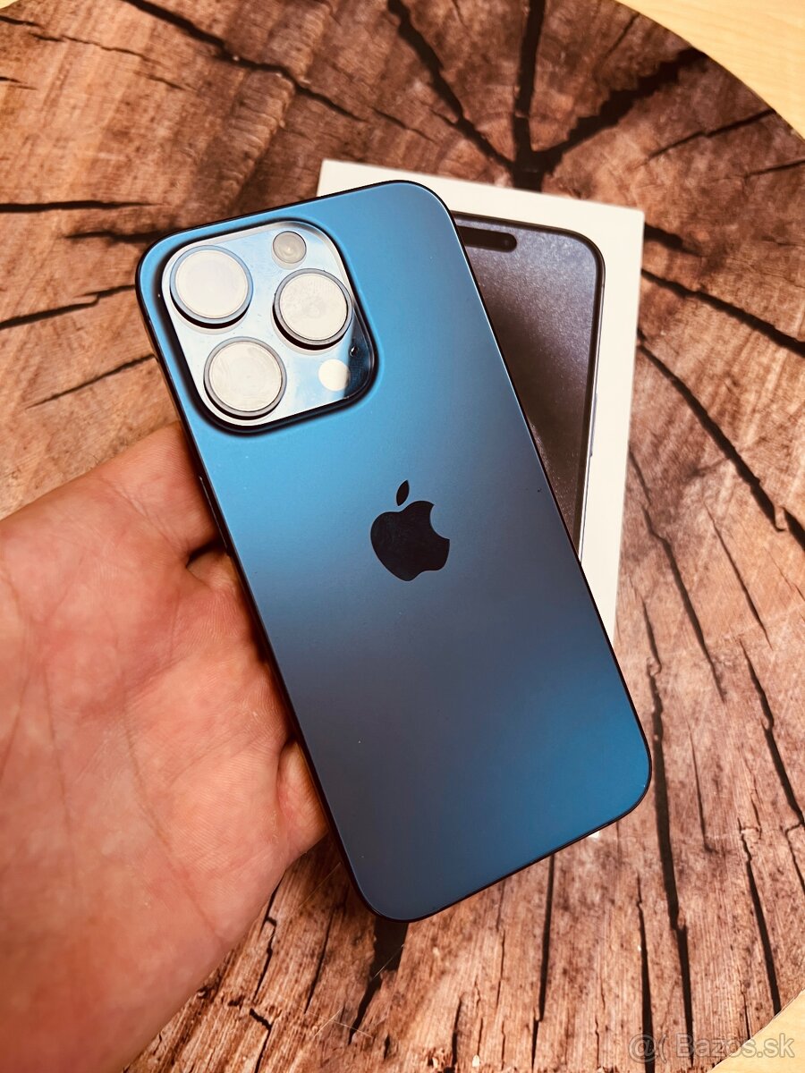 iPhone 15 pro 128 blue Titan batéria 95% top stav záruka