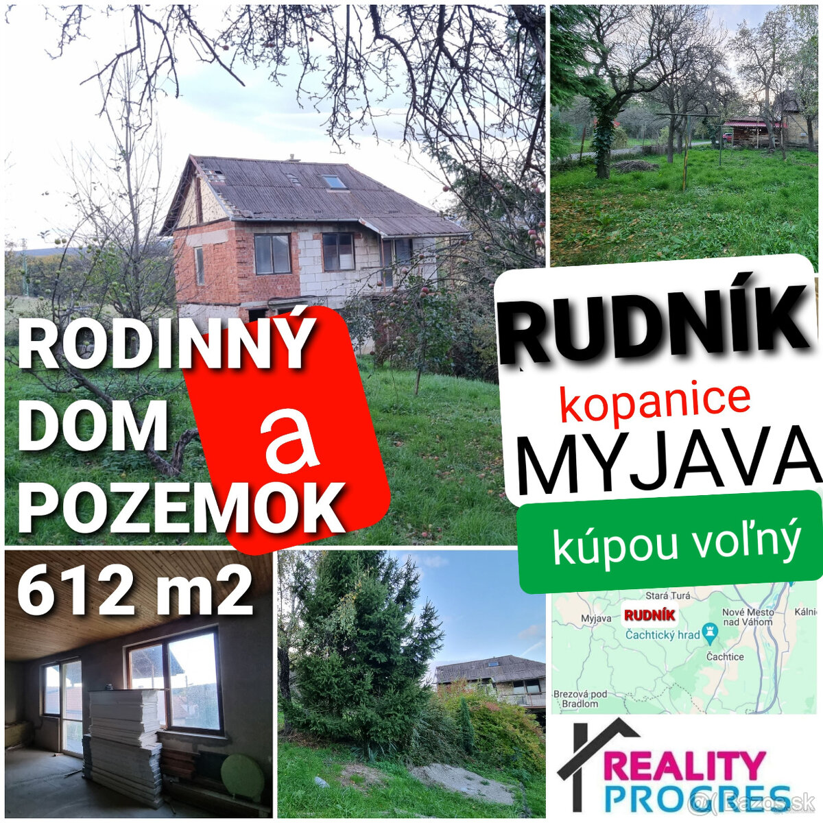 ROZOSTAVANÝ DOM a POZEMOK 612m2 RUDNÍK KOPANICE - MYJAVA