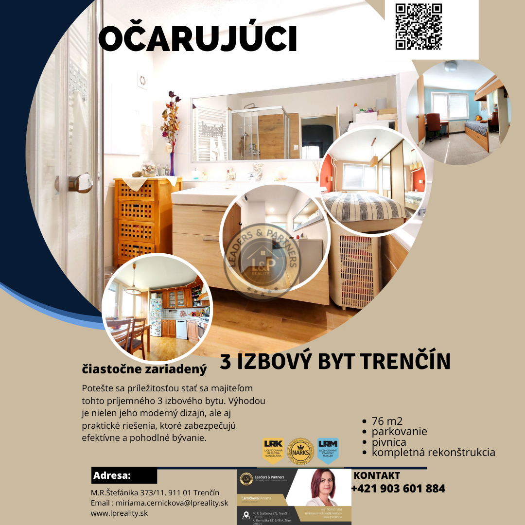 Očarujúci 3 izbový byt po kompletnej rekonštrukcii v Trenčín