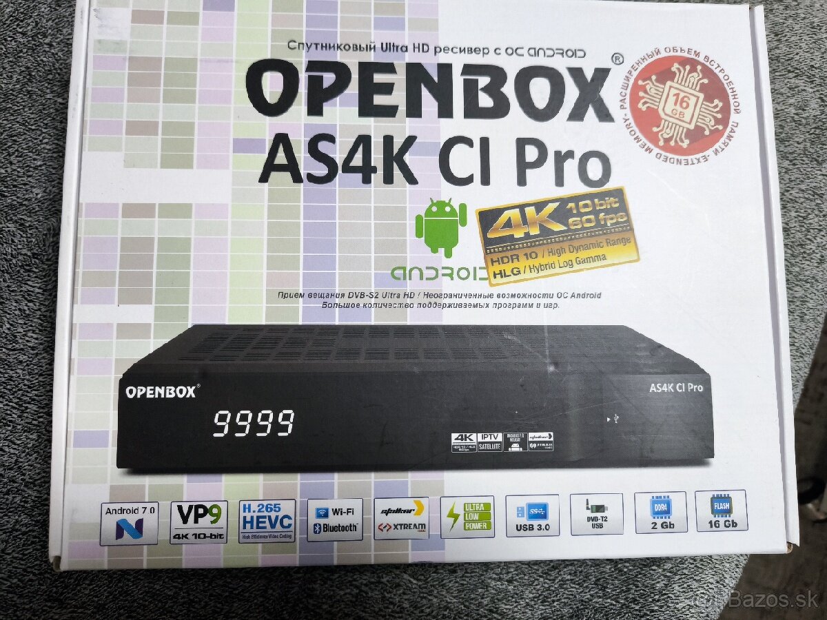 Openbox AS4K CI Pro satelit z android boxom