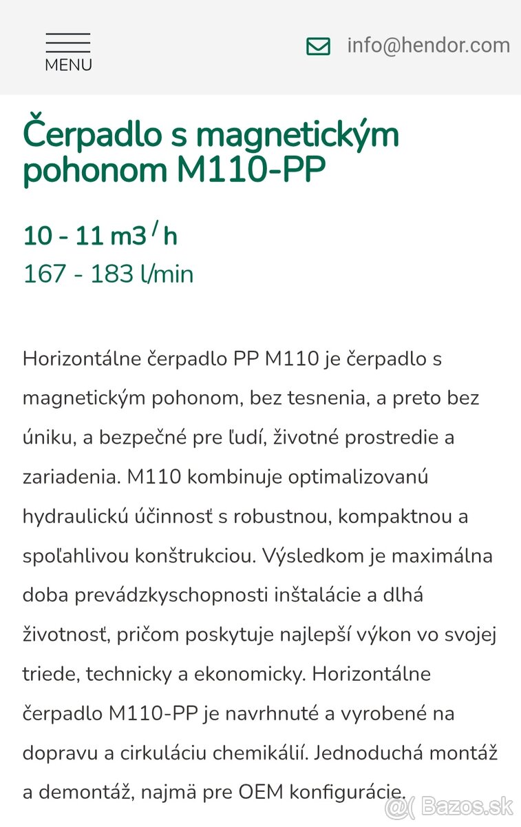 Čerpadlo Hendor M110-PVDF