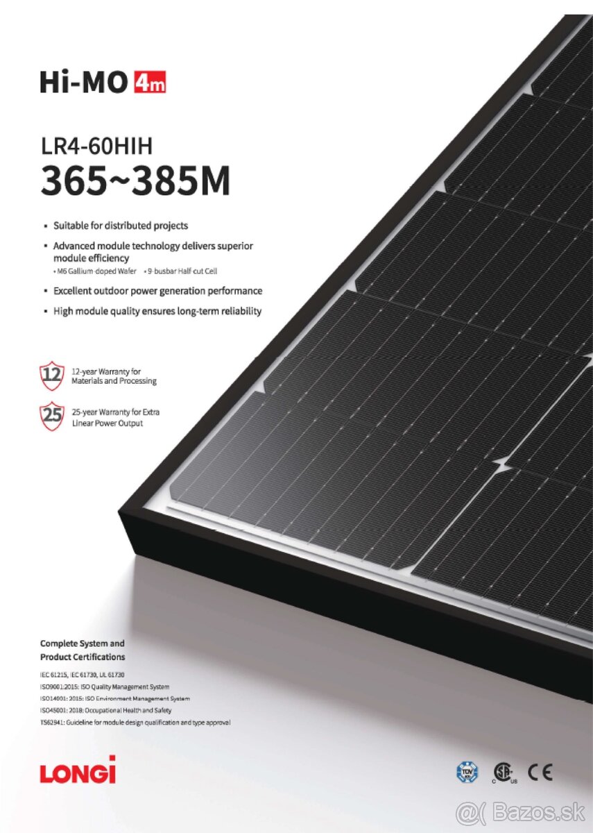 PV solárne panely Longi 375W