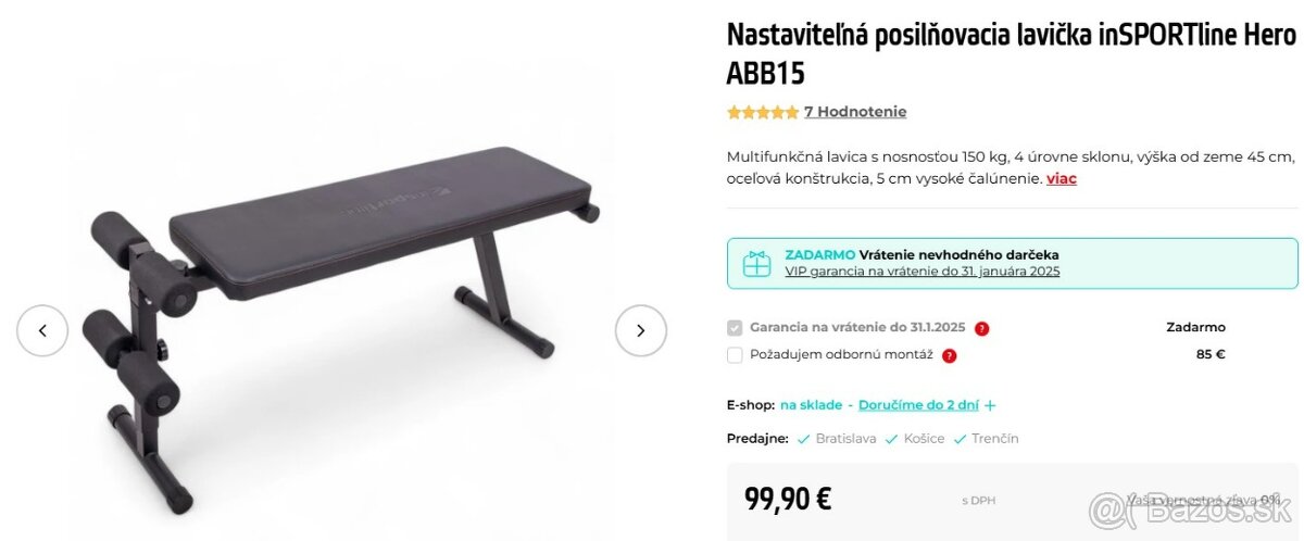 Nastaviteľná posilňovacia lavička