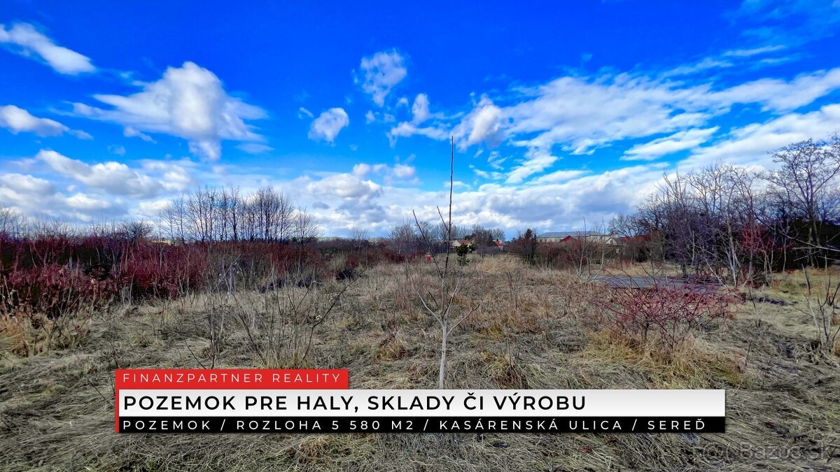 Pozemok pre haly, sklady či výrobu, 5 580 m2, Sereď