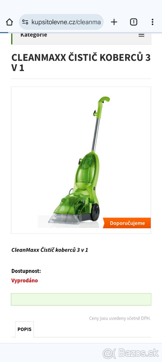 Tepovač kobercov cleanemaxx